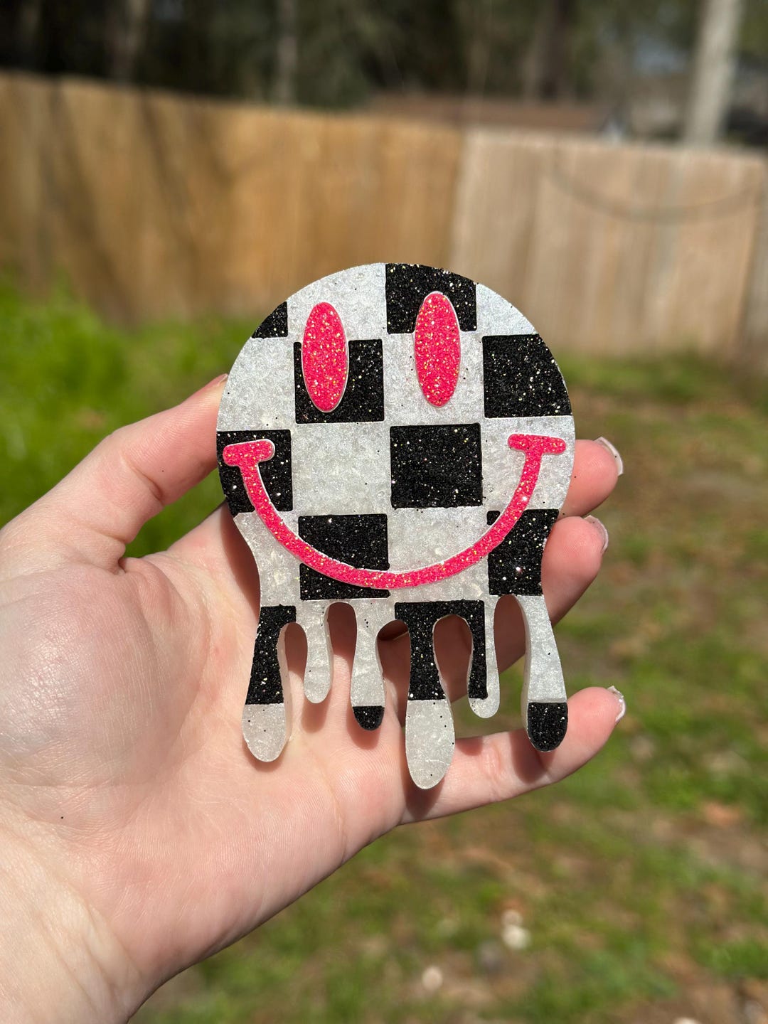 Checkered Drip Smiley Freshie - Etsy
