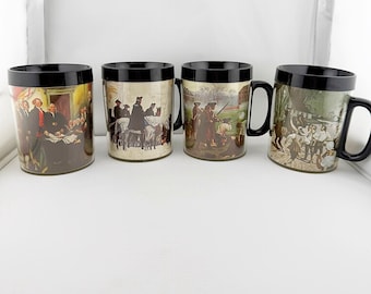 Tazze da caffè in plastica Thermo-Serv della serie "Guerra d'Indipendenza americana" vintage degli anni '70.