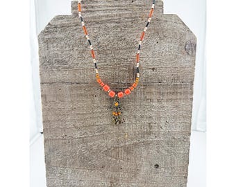 Vintage art-deco MCM-kralenketting met hanger.