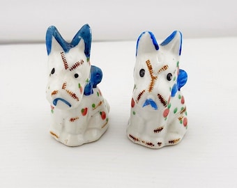 Vintage Japanse keramische Scotty Dog peper- en zoutvaatjes