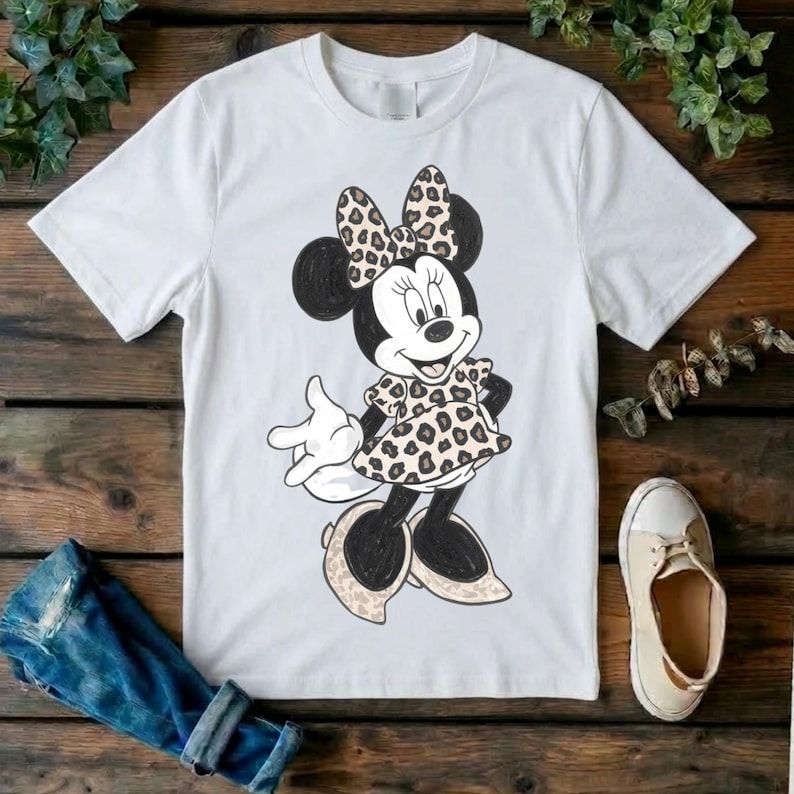 Minnie Mouse T-Shirt, Minimalist Cartoon Tee, Disney Fan Gift, Unisex Graphic Top afbeelding 1