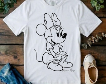 Minnie Mouse T-Shirt, Minimalist Cartoon Tee, Disney Fan Gift,  Unisex Graphic Top