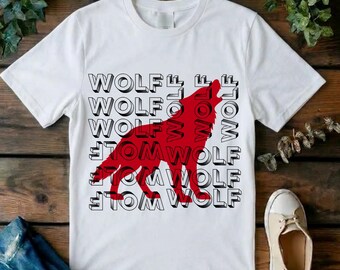 Howling Wolf Typography Shirt, Vintage Wolfs Silhouette Tee, Wildlife Graphic T-Shirt, Animal Lover Gift,