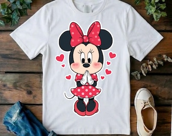 Minnie Mouse Valentine Shirt,  Minnie Love Tee, Romantic Cartoon Graphic T-Shirt, Gift for Girlfriend,