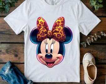 Leopard Print Minniee Mouse TShirt, Disney Minnie Shirt, Leopardd Women Shirt,