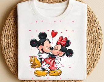 Disney Classic Minnie Mickey Mouse Heart Shirt,  Retro Valentine Tee