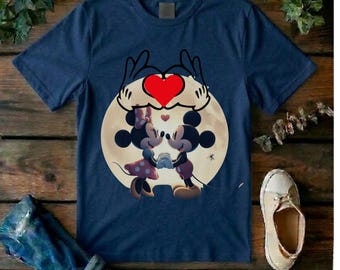 Disney Classic Minnie Mickey Mouse Heart Shirt,  Retro Valentine Tee