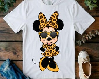 Leopard Print Minniee Mouse TShirt, Disney Minnie Shirt, Leopardd Women Shirt,