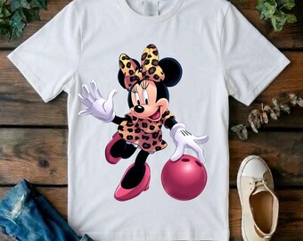 Retro Minnie Mouse Bowling Shirt | Cartoon Bowling Design Tee | Polka Dot Bow Graphic T-Shirt |