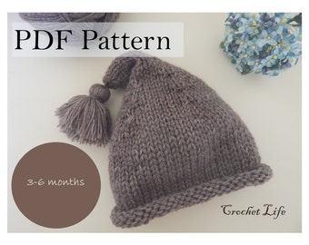 Baby stocking hat PDF knitting pattern