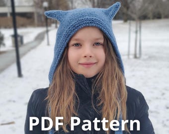 Knit Cat Ear Hat Pattern | Baby, Kid, Adult Sizes (PDF Pattern)