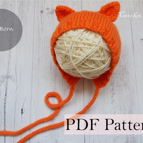 Newborn Foxy Bonnet PDF knitting pattern
