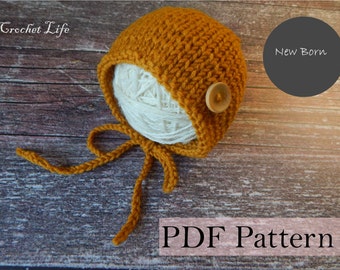 Baby mustard bonnet PDF knitting pattern