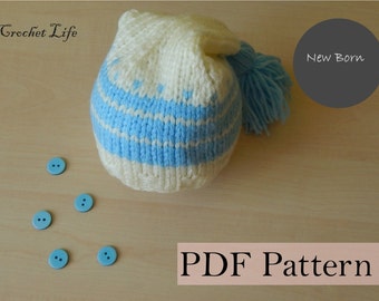 Baby Striped Stocking Hat PDF knitting pattern