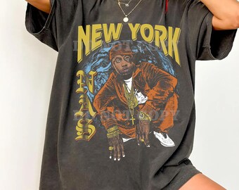 Comfort Colors Nas T-Shirt - New York Hip Hop Grafik-T-Shirt