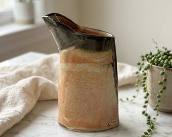Signed Lenore Studio Art Pottery Pitcher - Earthy 6" Ceramic Creamer or Vase