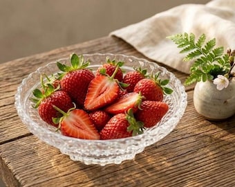 Vintage Clear Pressed Glass Berry Bowl