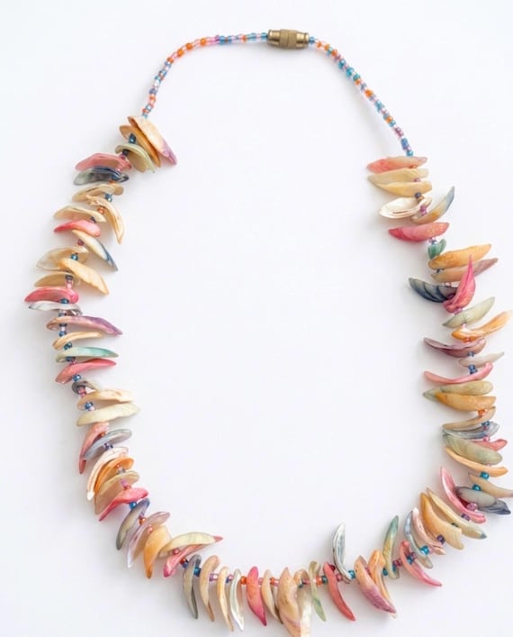 Shell Fragment & Beaded Statement Necklace - image 1