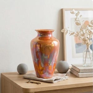 Rare Fraunfelter China Lusterware Vase #80 - Art Deco Iridescent Drip Glaze 1920s