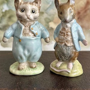 Vintage Beswick Beatrix Potter Tom Kitten Johnny Town-Mouse Figurines, Hand-Painted Ceramic Animals