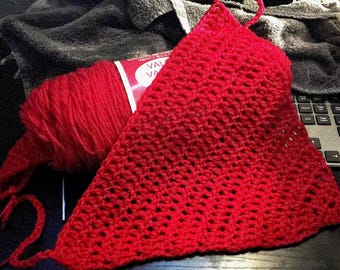 Red Crochet Bandana