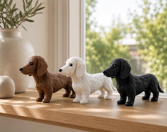 Low Poly Dachshund Sculpture: 3D Printed Wiener Dog Decor, Modern Pet Figurine