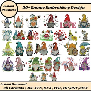 Gnome Machine Embroidery Design Christmas Gnome Embroidery Design Lavender Gnome Embroidery Summer Gnome Embroidery Pes File InstantDownload
