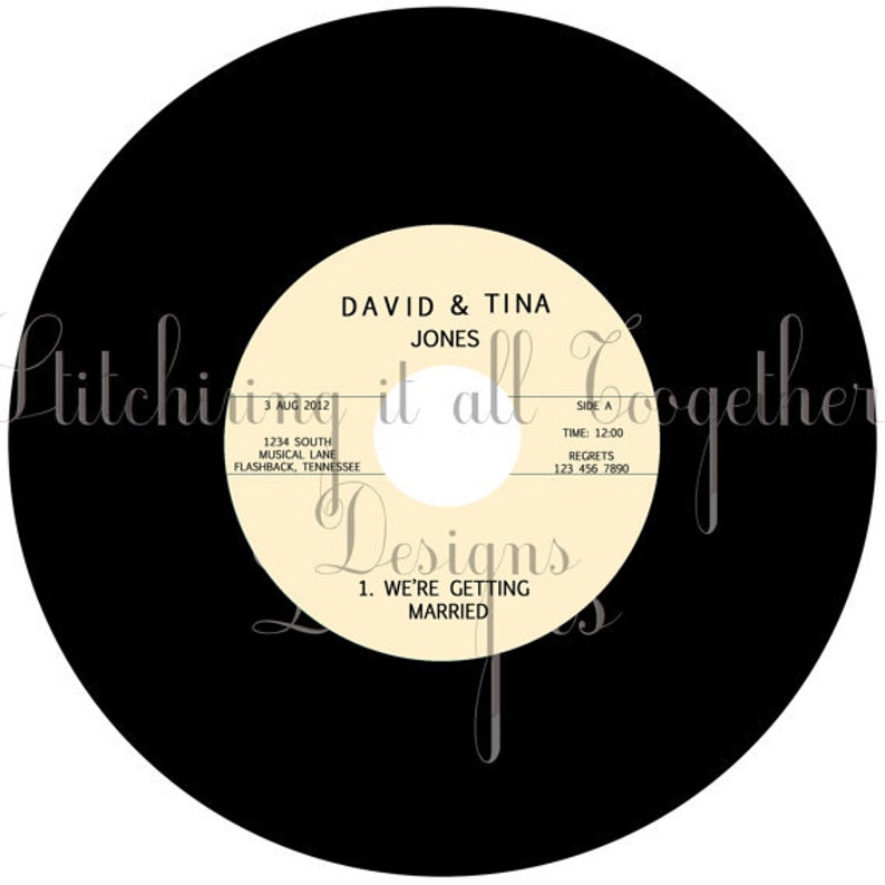 printable retro vinyl record look a like invitation etsy