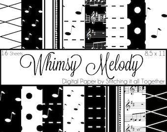 Whimsy Melody Digital Paper Pack - 16 Digital Sheets