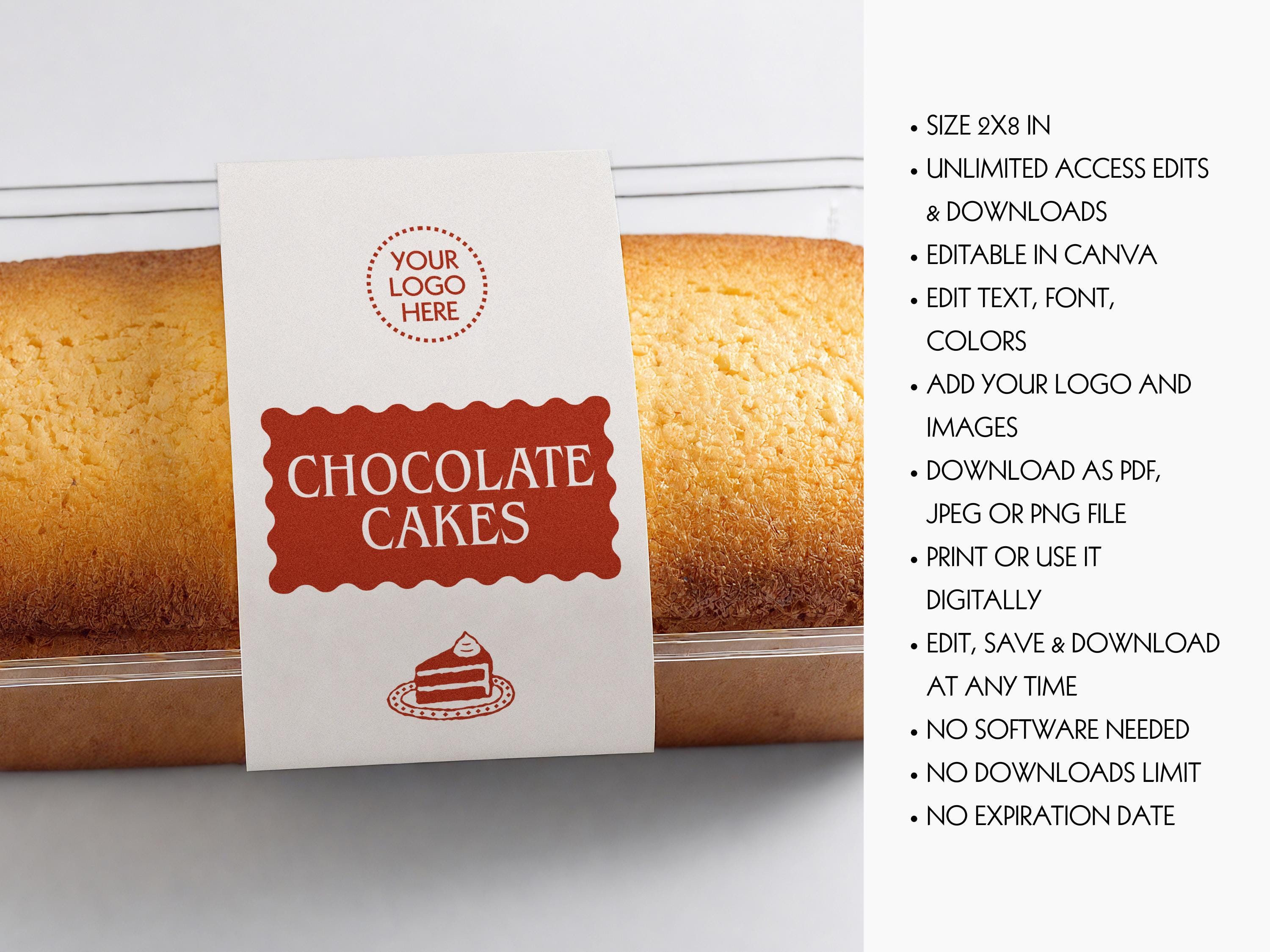 Editable Mini Cake Tin Label, Bakery Business Canva Template (2