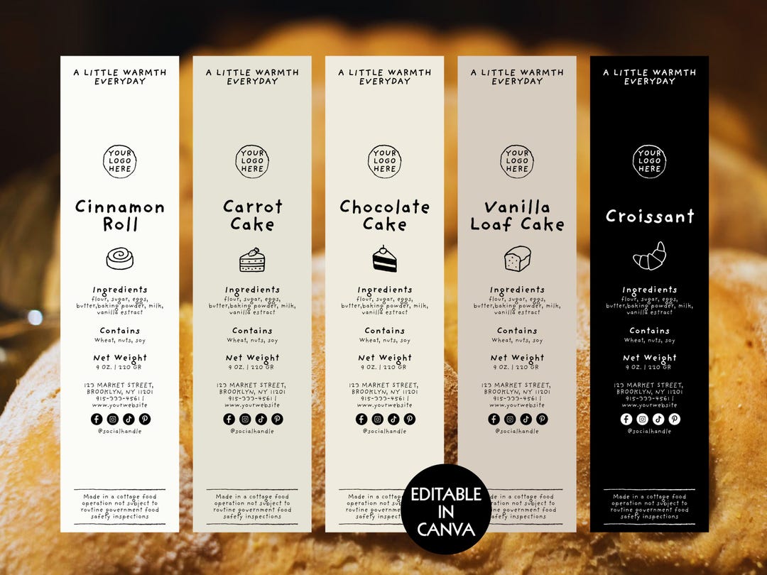Editable Mini Cake Tin Label, Bakery Sticker, Cottage Law Template ...