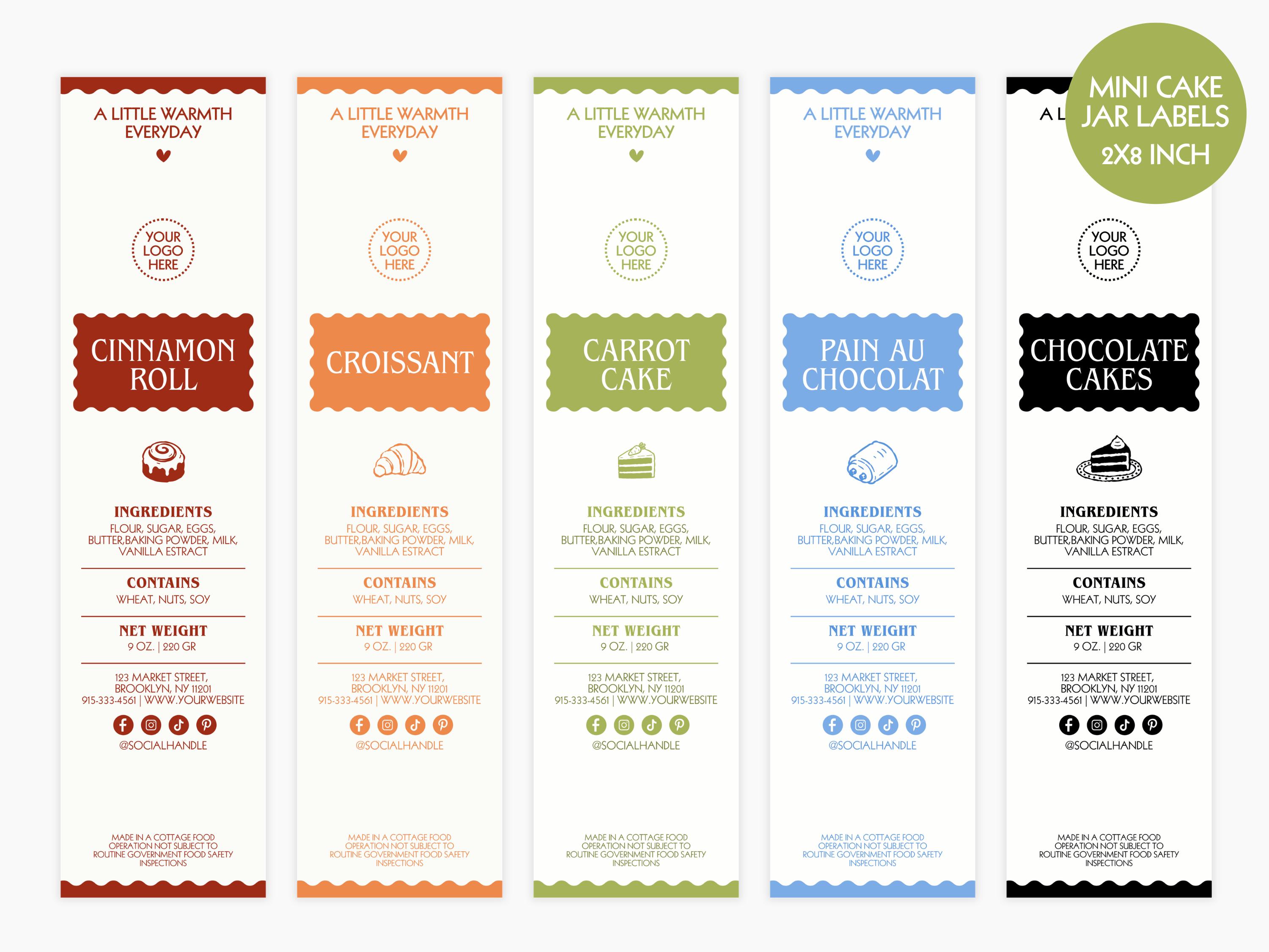 Editable Mini Cake Tin Label, Bakery Business Canva Template (2