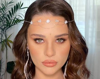 Silver Diamante Headpiece Bridal Hair Vine Headband Wedding Clip Vintage 1104 