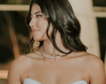 Collana Lunga A Y In Argento Con Strass E Cristallo Lucido CZ, Girocollo Elegante Per Matrimoni E Feste, Regalo Per Donna