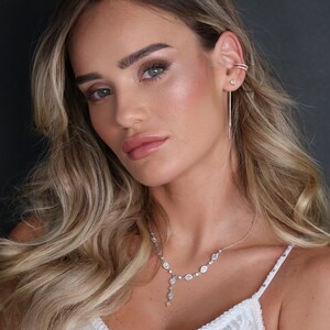 Lariat zirconia necklace Bride necklace, Y CZ bride necklace, Silver Y necklace, Bride jewelry Cubic zirconia necklace, Lariat necklace gold
