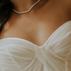 4 mm zirconia choker ,Tennis necklace, Diamond choker, Wedding Jewelry, Layering Necklace, Bridal rhinestone tennis choker, zirconia choker