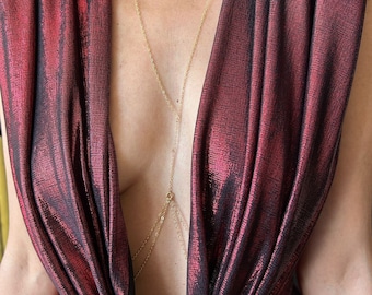 Sierlijke lichaamsketting, gelaagde lichaamsketting, bikinilichaamssieraden, festivalsieraden, goudgevulde lichaamssieraden, gekostumeerde lichaamsketting, sexy lichaamsketting