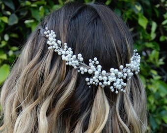 Fascia per capelli da sposa, fascia da sposa, copricapo da sposa perla, gioielli per capelli, copricapo da sposa perla per la sposa, accessori per capelli alla moda