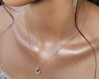 Drop Necklace, Silver Bride Necklace, Teardrop crystal Necklace, Dainty Necklace, Bridesmaid Necklace, CZ Necklace, Every day necklace