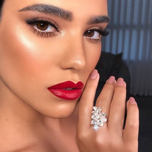 Bridal Statement Ring, Big Ring, Gift For Her, Victorian Elegant Ring, CZ ring shiny ring, Rhinestone CZ ring, Cocktail ring, Women ring