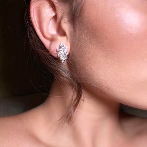 White Wedding Earrings, Crystal Earrings, bridesmaids earrings, Rhinestone Earring, Drop Bridal Earrings, CZ Earrings, Stud Wedding Earrings
