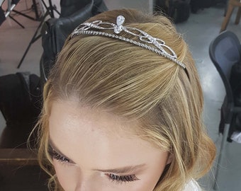 Wedding Tiara, Crystal Wedding Crown, Bridal Silver Headpiece, Bridal Crown, Silver Tiara, Bridal headpiece, Antique tiara, Art deco Crown