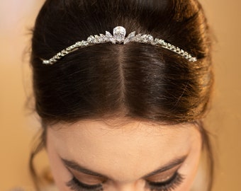 Couronne de mariage, diadème de mariage, accessoires de cheveux de mariée, diadème argenté, casque de mariée, diadème de mariée, diadème en cristal de zircone, diadème en cristal