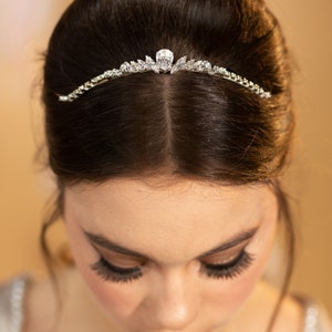 Bruiloftskroon, bruilofttiara, bruidshaaraccessoires, zilveren tiara, bruidszendspoel, bruidstiara, zirkoniakristaltiara, kristallen tiara