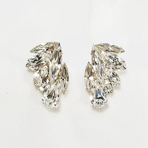 Bridal Stud Earrings, Silver Bridal Cluster Earrings, Rhinestone Earrings, Modern Earrings, Crystal Stud Earrings, Drop Earrings CZ Earrings