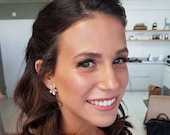 Bridal Gold Jewelry, Crystal Wedding Jewelry, Wedding Earrings, Bridal Earrings, Gold Wedding Earrings, Ear Jackets, CZ Earrings