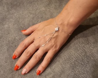 Ring chain bracelet, Dainty Hand Chain, Silver Ring Bracelet, Finger Bracelet, Boho Slave Bracelet, Gold hand chain, simple hand bracelet
