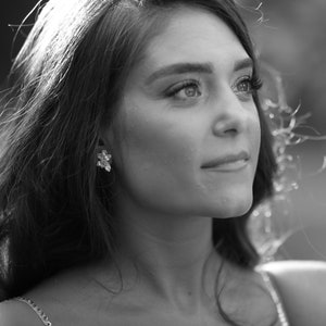 Bride cluster Earrings, Crystal Wedding Jewelry, Rhinestone Wedding Jewelry, Silver Crystal Earrings, CZ Earrings, Stud Crystal Earrings