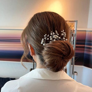 Bride pearl Hair Pins, Wedding Hair accessories Vine Pearl Bridal Hair clips Wedding Hair pins, Classic Pearl Hair Pins Bride Hair Accessory image 1