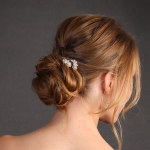Tiny hair combs, CZ Bride hair pins, SET OF 2 Bride hair combs wedding accessories, side hair combs, Bridal barrette, Crescent hair combs